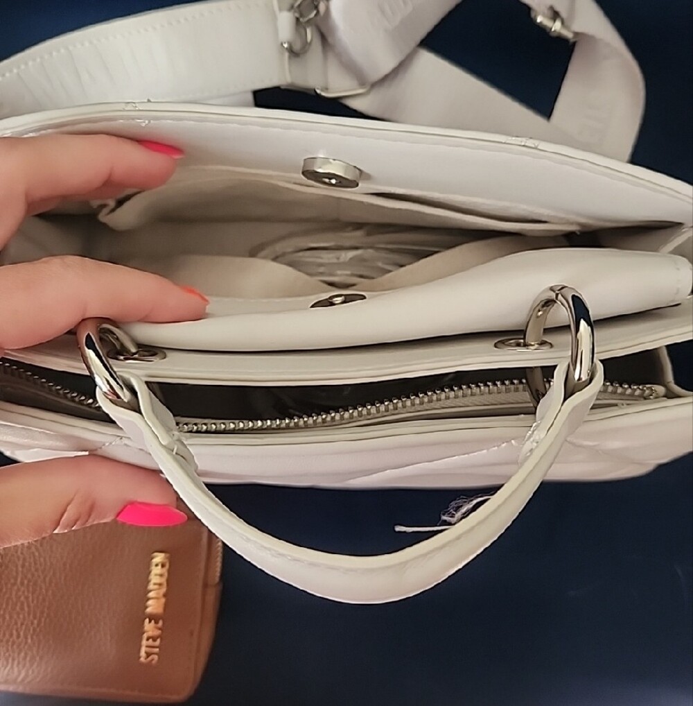 Steve Madden Quilted Crossbody Bag with Coin Pouch - Off White - Picture 7 of 7